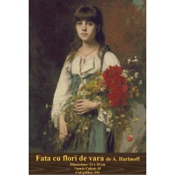 Model goblen Fata cu flori de vara de A. Harlmoff