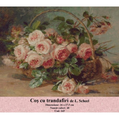 Set goblen  Cos cu trandafiri de L. Scheel